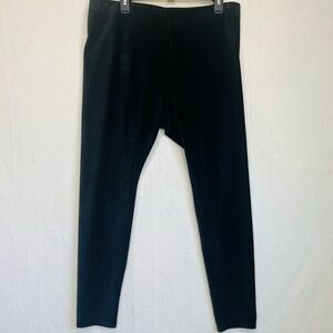 J. Jill Black Ribbed Velvet Ankle Leggings Sz L Pull On Waist Soft Stretchy